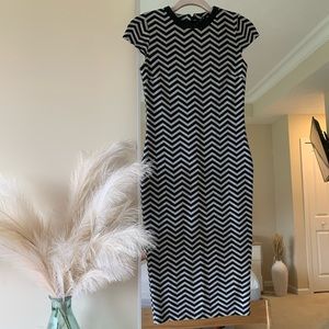 Black and gray chevron fitted dress
